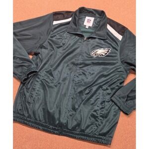Philadelphia Eagles Football Full Zip Track Jacket Sz XL Green Black White NFL